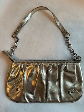 EUC Express Metallic Gold Pleated Wristlet Clutch